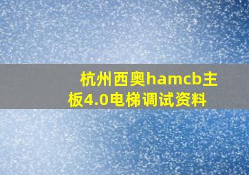 杭州西奥hamcb主板4.0电梯调试资料