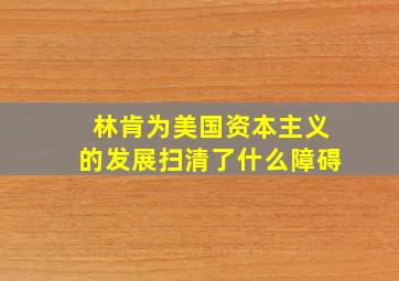 林肯为美国资本主义的发展扫清了什么障碍