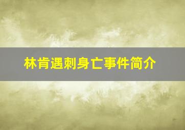 林肯遇刺身亡事件简介