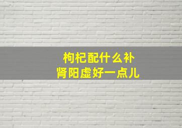 枸杞配什么补肾阳虚好一点儿