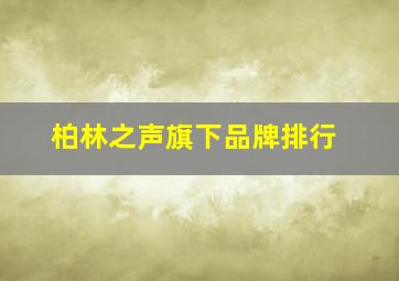 柏林之声旗下品牌排行