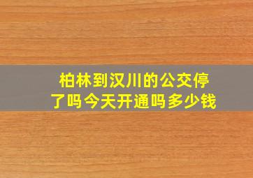 柏林到汉川的公交停了吗今天开通吗多少钱