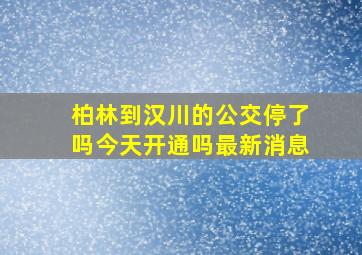 柏林到汉川的公交停了吗今天开通吗最新消息