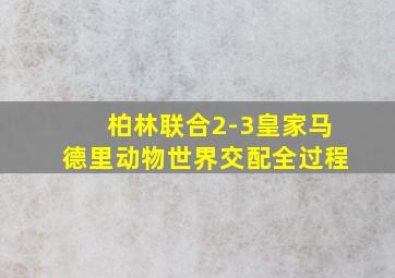 柏林联合2-3皇家马德里动物世界交配全过程