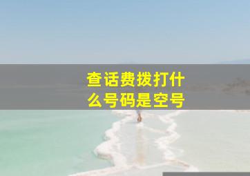 查话费拨打什么号码是空号