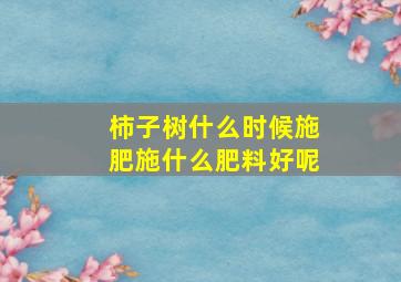 柿子树什么时候施肥施什么肥料好呢