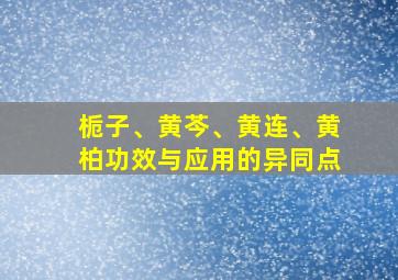 栀子、黄芩、黄连、黄柏功效与应用的异同点