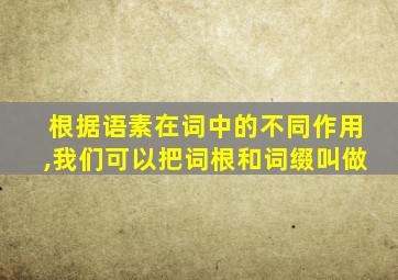 根据语素在词中的不同作用,我们可以把词根和词缀叫做