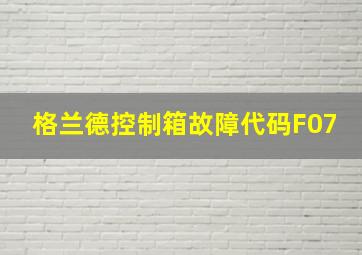 格兰德控制箱故障代码F07