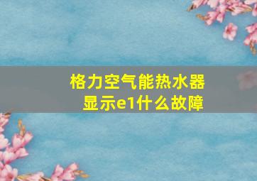 格力空气能热水器显示e1什么故障