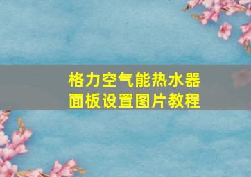 格力空气能热水器面板设置图片教程