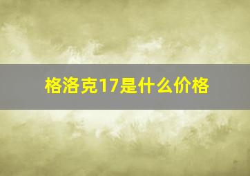 格洛克17是什么价格