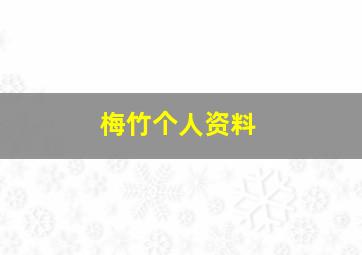 梅竹个人资料