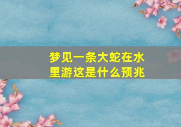 梦见一条大蛇在水里游这是什么预兆