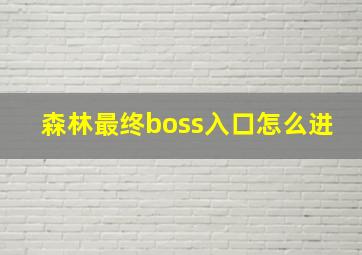 森林最终boss入口怎么进