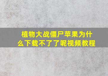 植物大战僵尸苹果为什么下载不了了呢视频教程