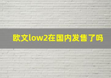 欧文low2在国内发售了吗