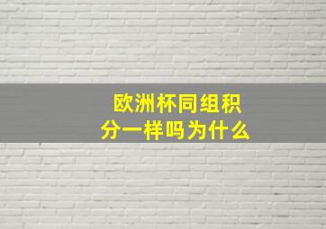 欧洲杯同组积分一样吗为什么