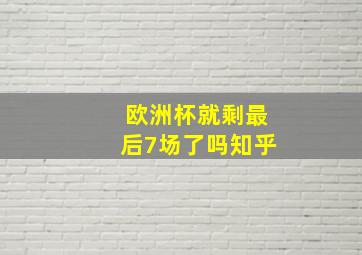 欧洲杯就剩最后7场了吗知乎