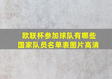 欧联杯参加球队有哪些国家队员名单表图片高清