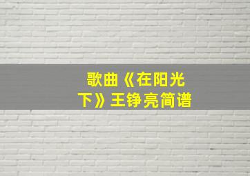 歌曲《在阳光下》王铮亮简谱