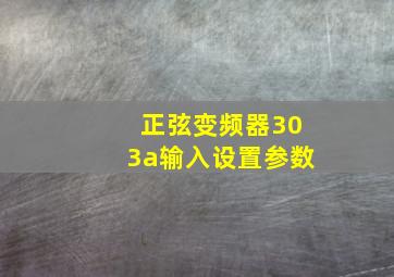 正弦变频器303a输入设置参数