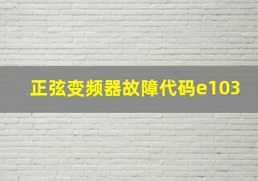 正弦变频器故障代码e103