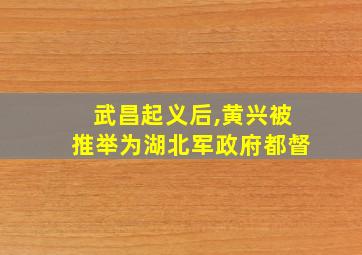 武昌起义后,黄兴被推举为湖北军政府都督