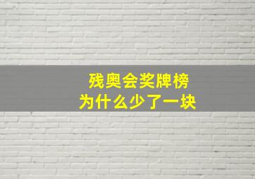 残奥会奖牌榜为什么少了一块