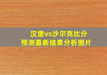 汉堡vs沙尔克比分预测最新结果分析图片