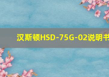 汉斯顿HSD-75G-02说明书