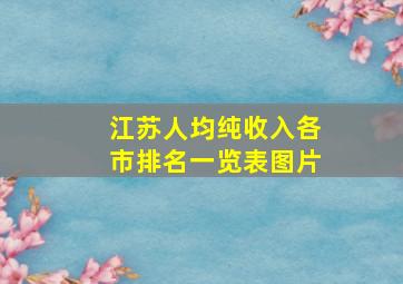 江苏人均纯收入各市排名一览表图片