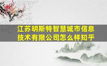 江苏明斯特智慧城市信息技术有限公司怎么样知乎