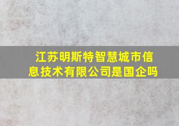 江苏明斯特智慧城市信息技术有限公司是国企吗