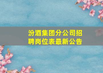 汾酒集团分公司招聘岗位表最新公告