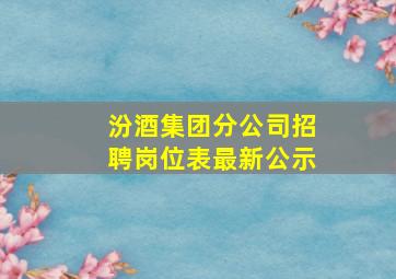 汾酒集团分公司招聘岗位表最新公示