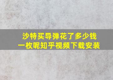 沙特买导弹花了多少钱一枚呢知乎视频下载安装