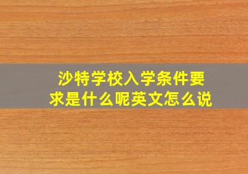 沙特学校入学条件要求是什么呢英文怎么说