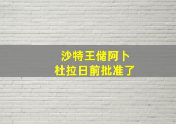 沙特王储阿卜杜拉日前批准了