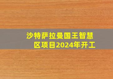 沙特萨拉曼国王智慧区项目2024年开工