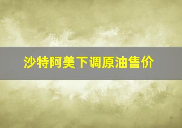 沙特阿美下调原油售价