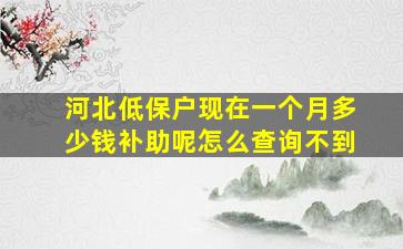 河北低保户现在一个月多少钱补助呢怎么查询不到