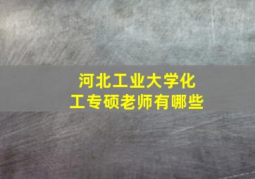 河北工业大学化工专硕老师有哪些