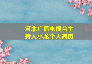 河北广播电视台主持人小龙个人简历