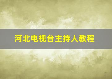 河北电视台主持人教程