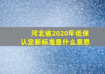 河北省2020年低保认定新标准是什么意思