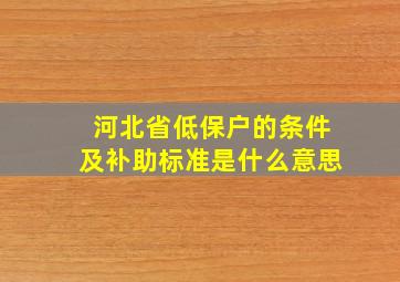 河北省低保户的条件及补助标准是什么意思