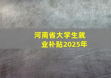 河南省大学生就业补贴2025年