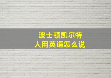 波士顿凯尔特人用英语怎么说