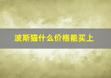 波斯猫什么价格能买上